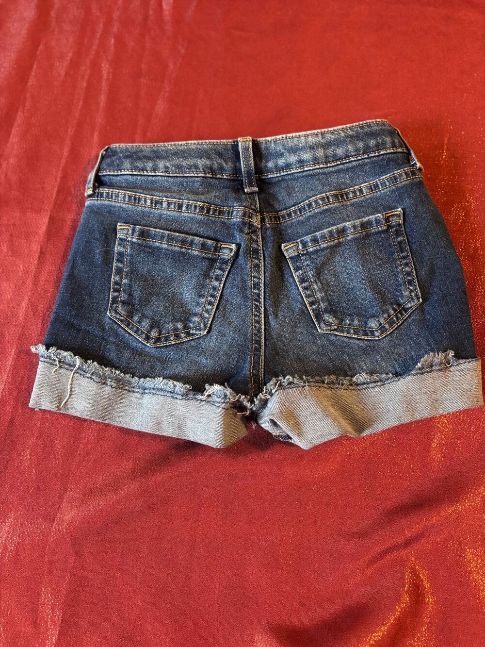 Jumping Beans Shorts Girls 6 Denim Rolled Cuff Frayed Hem Distressed Dark Wash